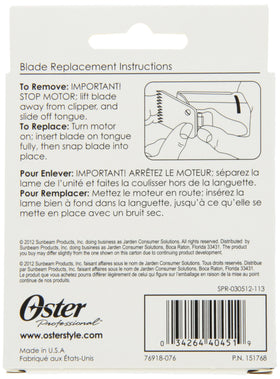 Parlux Oster replacement blade in use enabling clean, even cuts on Star-Teq and Power-Teq clippers