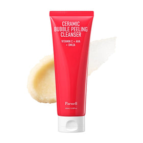 Parnell AHA Omija Bubble Cleanser bottle shows premium packaging and a cleanser-rich formulation for daily use.