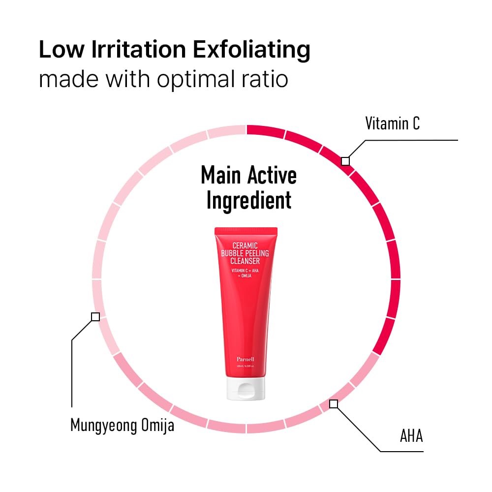 Parnell AHA Omija Bubble Cleanser is pH-balanced for gentle cleansing and moisture respect.