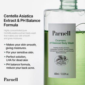 Parnell Cicamanu bottle pump close-up emphasizing moisturizing ceramides and hyaluronic acid