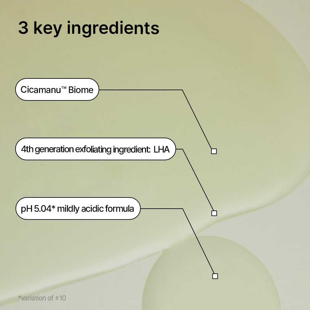 Parnell Cicamanu ingredients label highlighting Cicamanu Biome with Centella and Manuka honey
