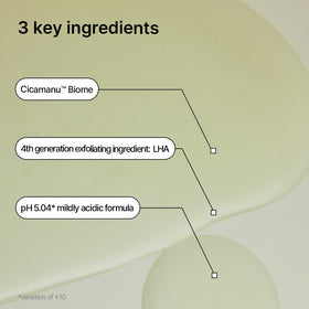 Parnell Cicamanu ingredients label highlighting Cicamanu Biome with Centella and Manuka honey