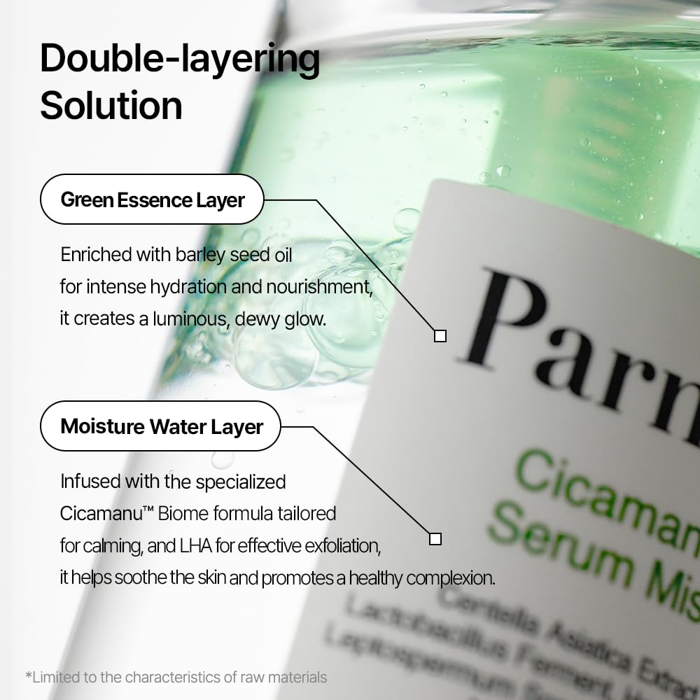 Parnell Cicamanu Serum Mist spray application cools skin and boosts radiance