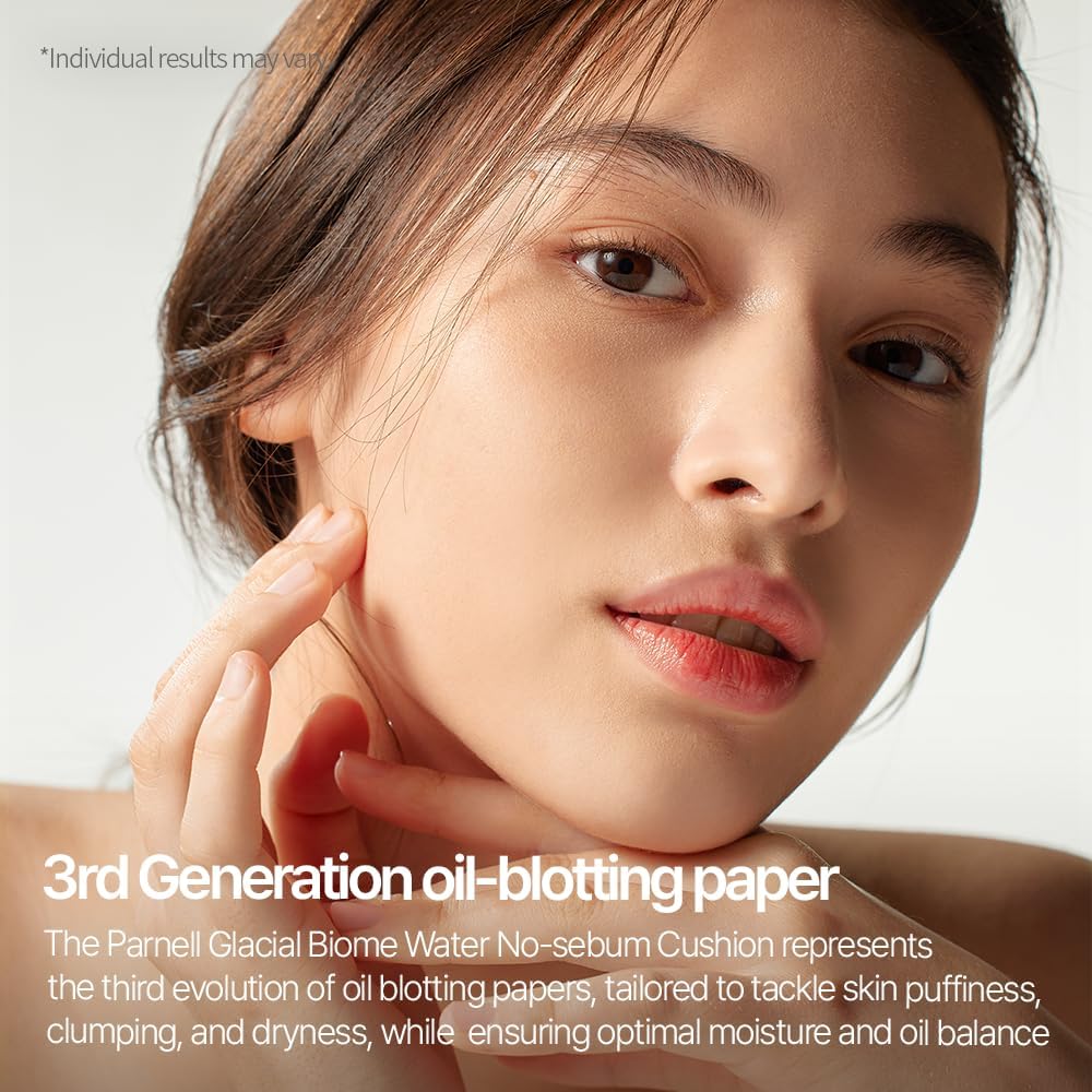 Parnell Glacial Biome Water No-Sebum Cushion face application for easy mid-day touch-ups