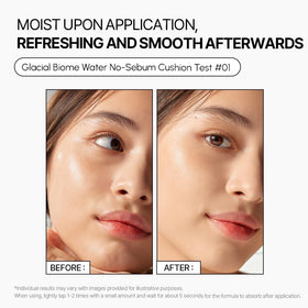 Parnell Glacial Biome Water No-Sebum Cushion used as a primer for hydrated makeup