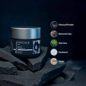 Particle Mineral Face Mask being spread on skin after cleansing for balanced freshness