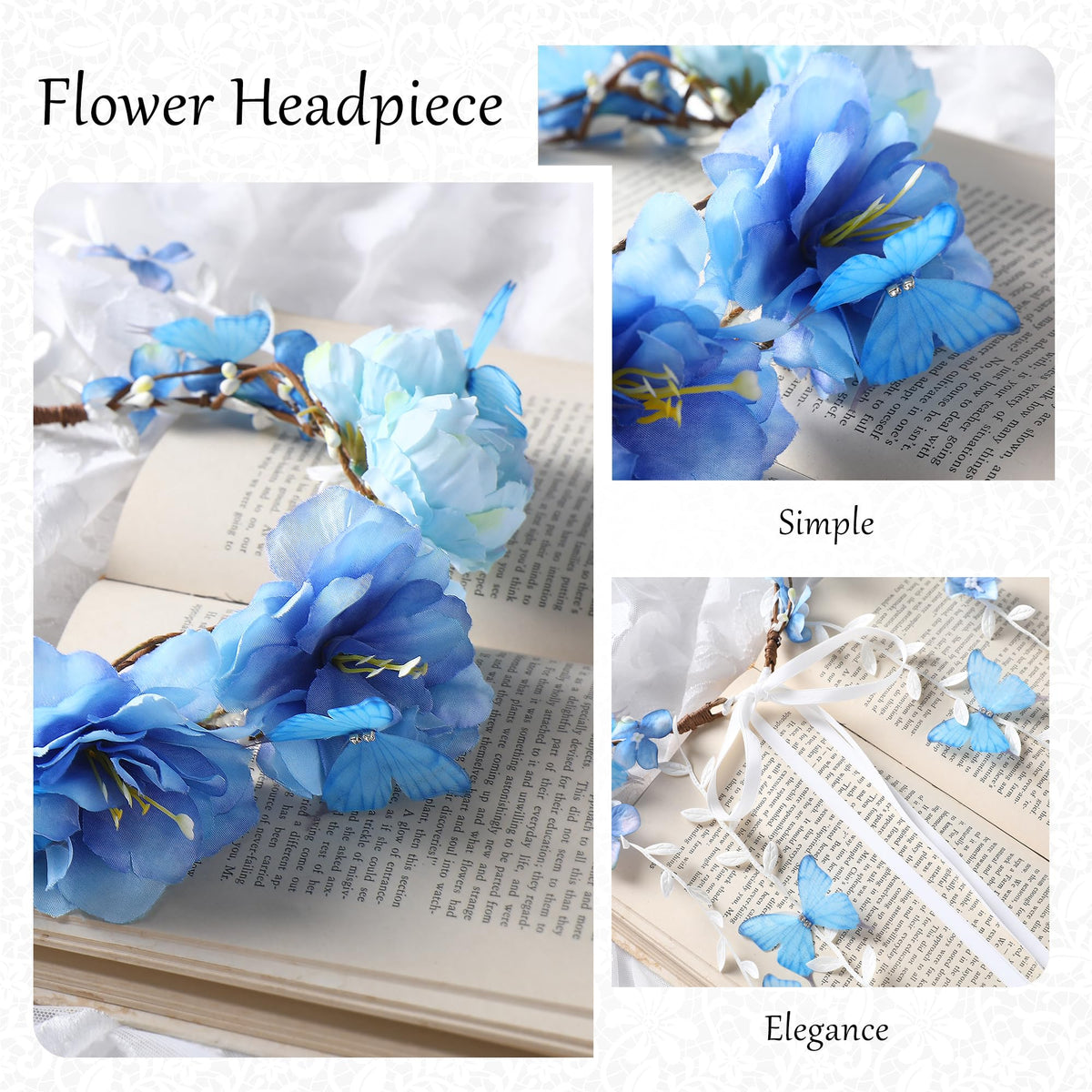PartyforU purple flower crown for cosplay and ren-faire outfits