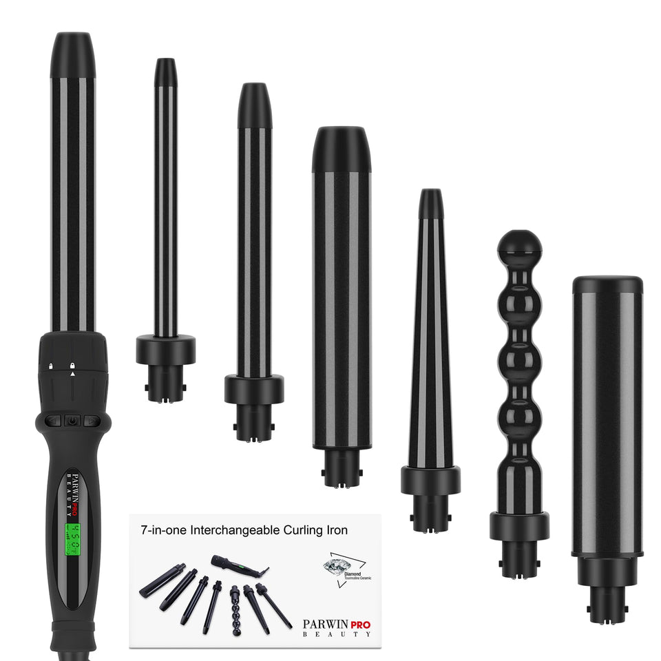 Parwin Pro Beauty 7-in-1 curl wand set front view for fast versatile curls.