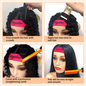 Wax rod from PasaRose set applied for smooth styling on hair