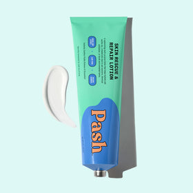 Pash Skin Protection barrier rescue packaging shows fragrance-free formula for sensitive skin.
