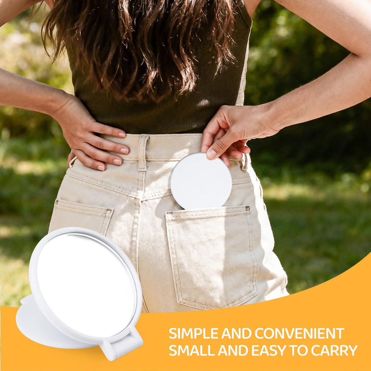 Pasonly 2.4 x 2.7-inch mirrors fit purses, bags, pockets.