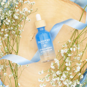 Close-up of Passport to Organics serum texture for lightweight hydration