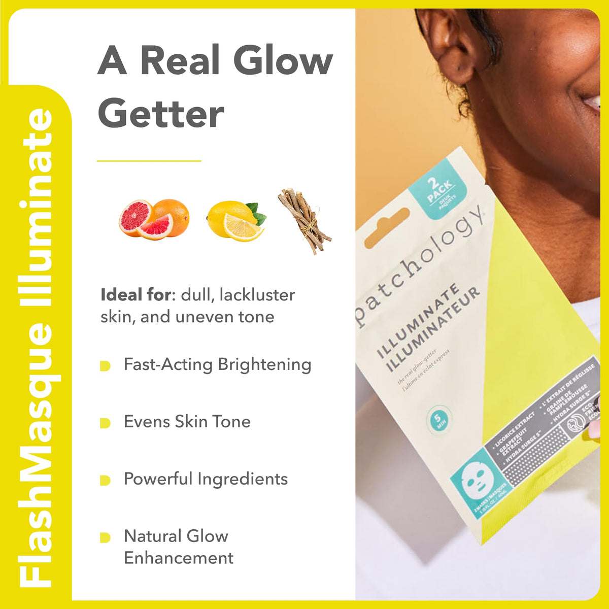Patchology mask packaging open showing sheet masks