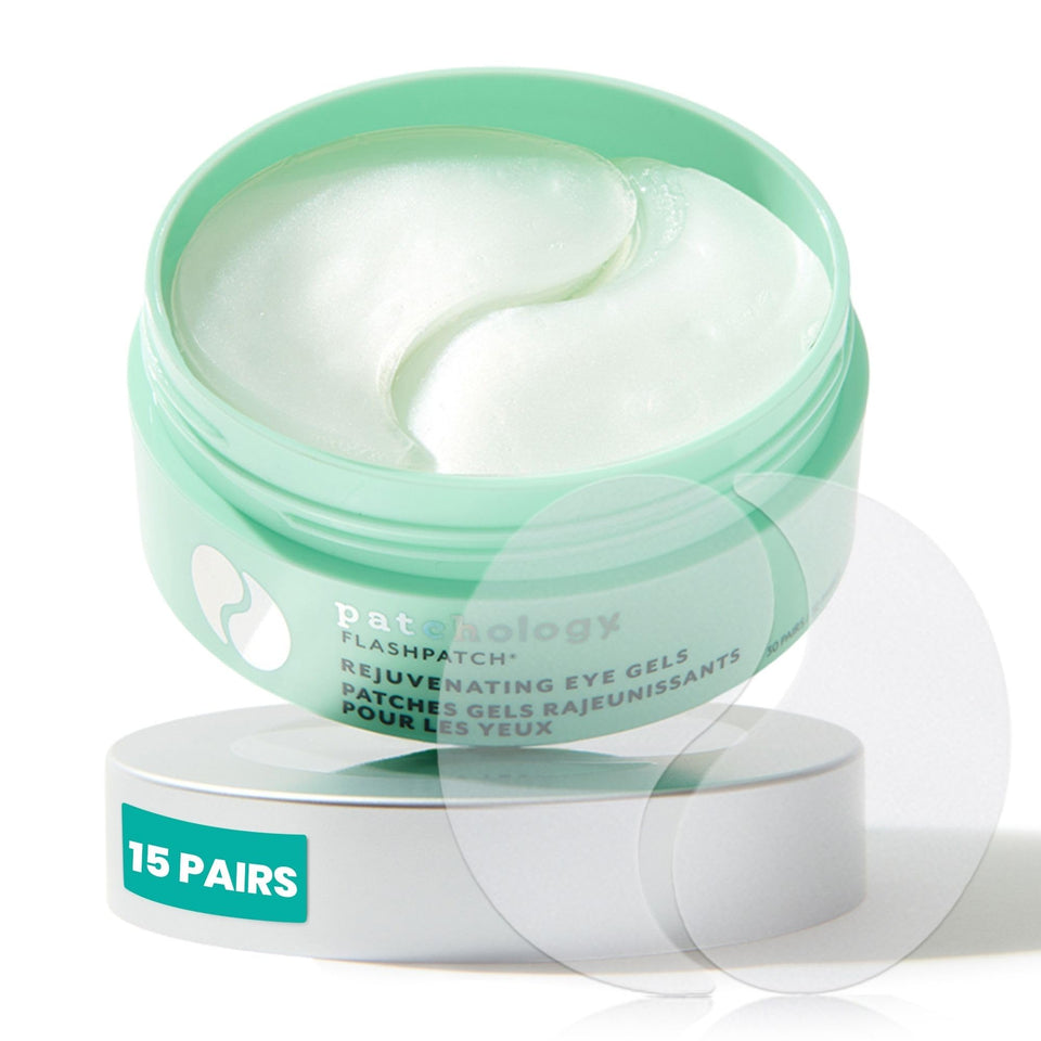 Patchology rejuvenating under-eye patches with caffeine and collagen for refreshed, brighter eyes.