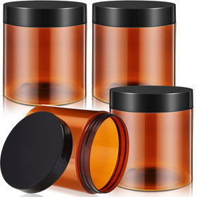 Patelai amber round wide-mouth jar, front view for easy filling