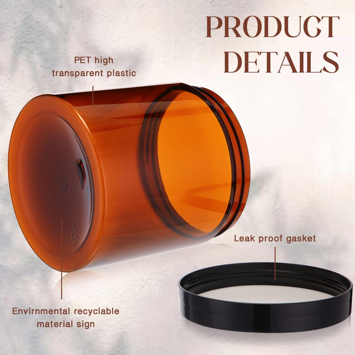 Patelai amber jar with lid sealed, airtight for travel