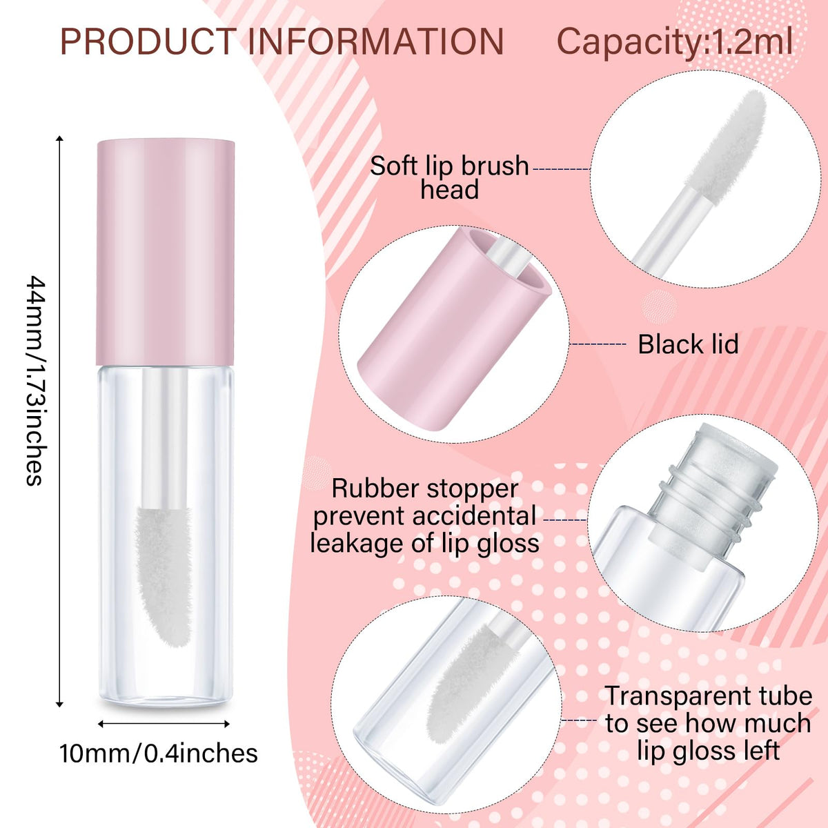 Patelai compact transparent lip gloss container for DIY projects