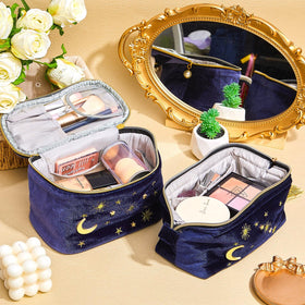 Patelai double-zip makeup pouch navy for easy access and secure organization