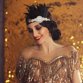 Patelai flapper headband for dresses and suits, a vintage costume companion.
