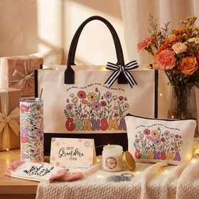 Patelai grandma gift set floral tote bag for groceries and daily essentials