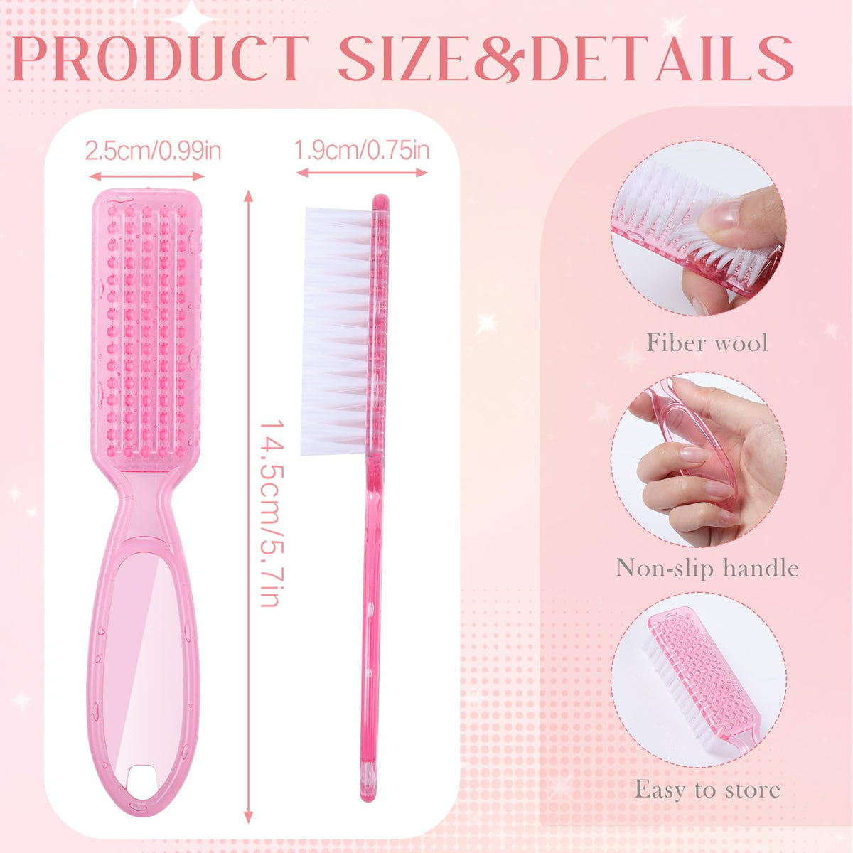 Patelai nail cleaning brush with soft bristles for gentle scrubbing.