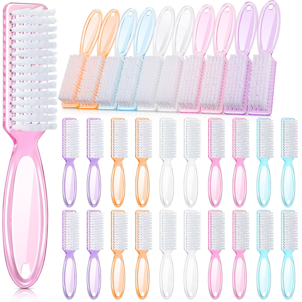Patelai nail scrubber brush with bulk handle grip for easy nail cleaning at sink.