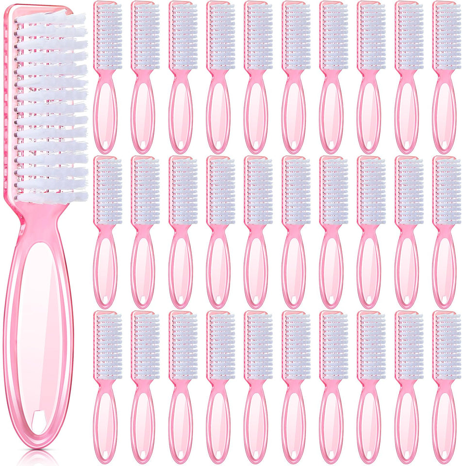 Patelai nail scrubber brush with pink handle for easy nail cleaning.