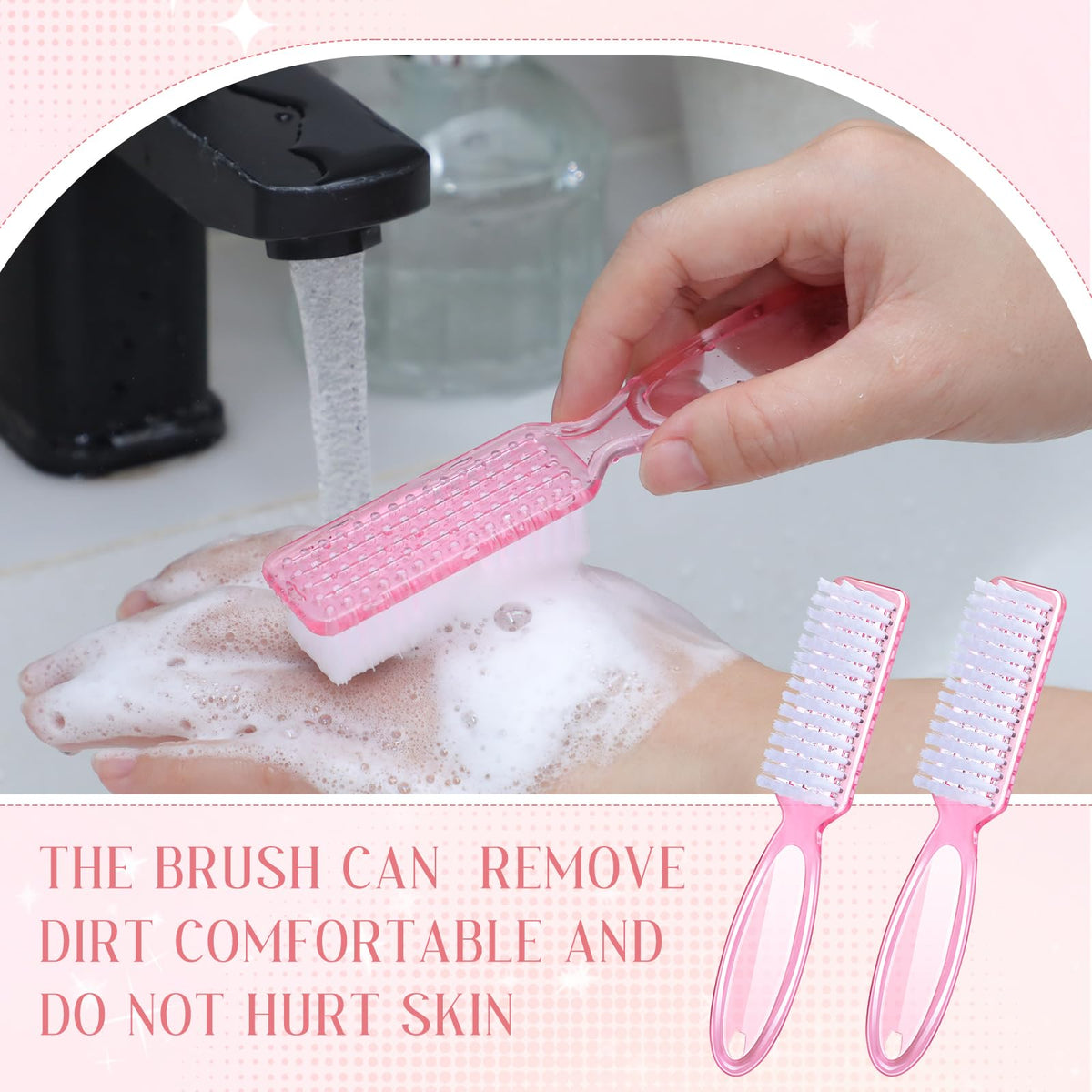 Patelai non slip grip nail brush for steady cleaning control.