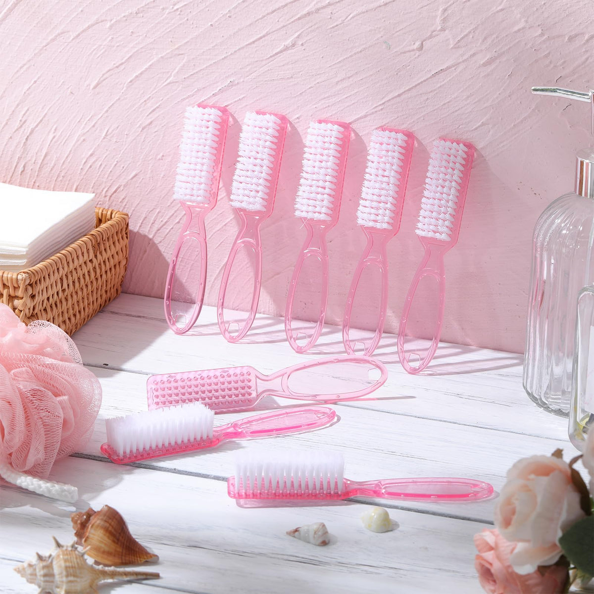 Patelai long handle nail brush designed for comfortable pedicures.