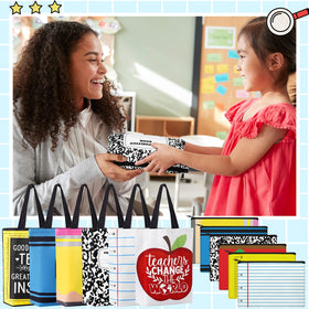 Paterr lifestyle classroom carry-use shows practical tote and makeup bag pairing