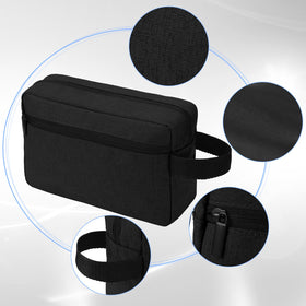 Open view of Paterr toiletry bag showing interior divider and roomy storage