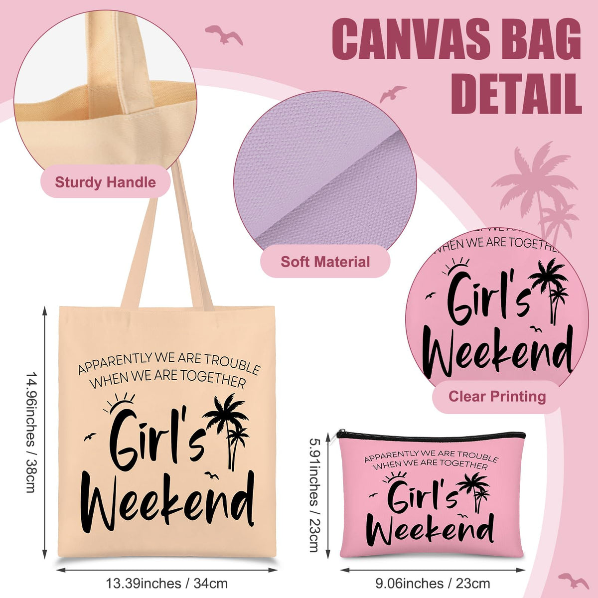 Paterr weekend tote bag with palm tree print, ideal for carry-on essentials