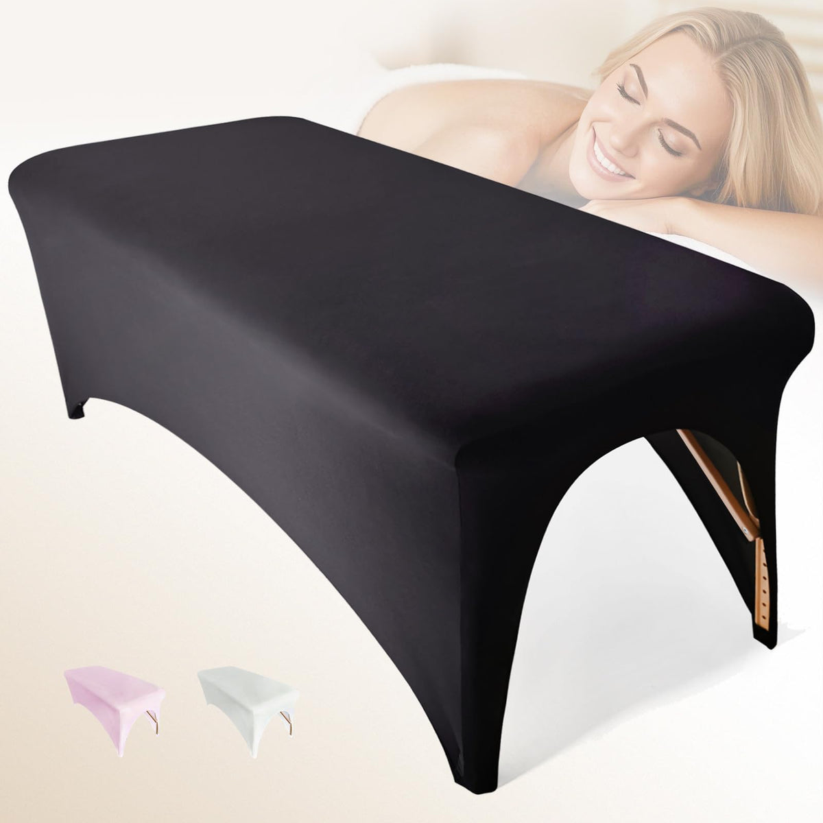 Patioman lash bed cover front view showing professional salon setup and protection