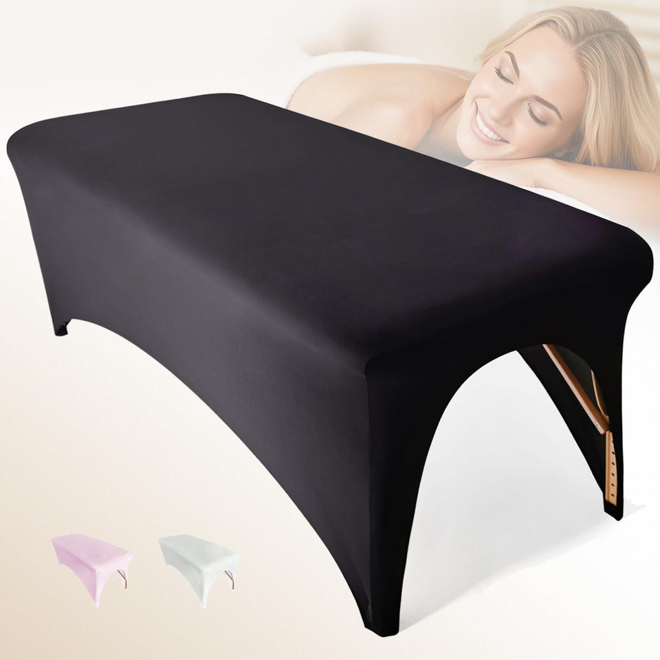 Patioman lash bed cover front view showing professional salon setup and protection