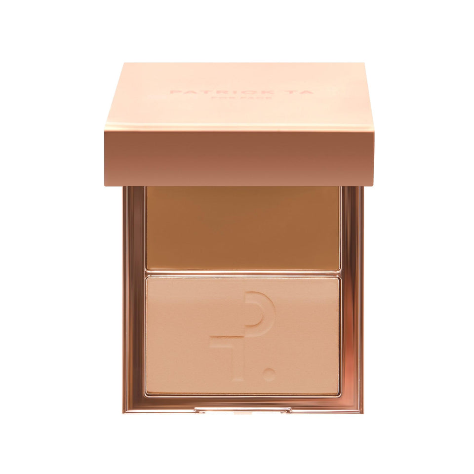 Patrick Ta Major Skin Creme Foundation swatch showing medium coverage for warm skin