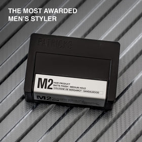 Pompadour-style model illustrating long-lasting shape with PATRICKS M2.
