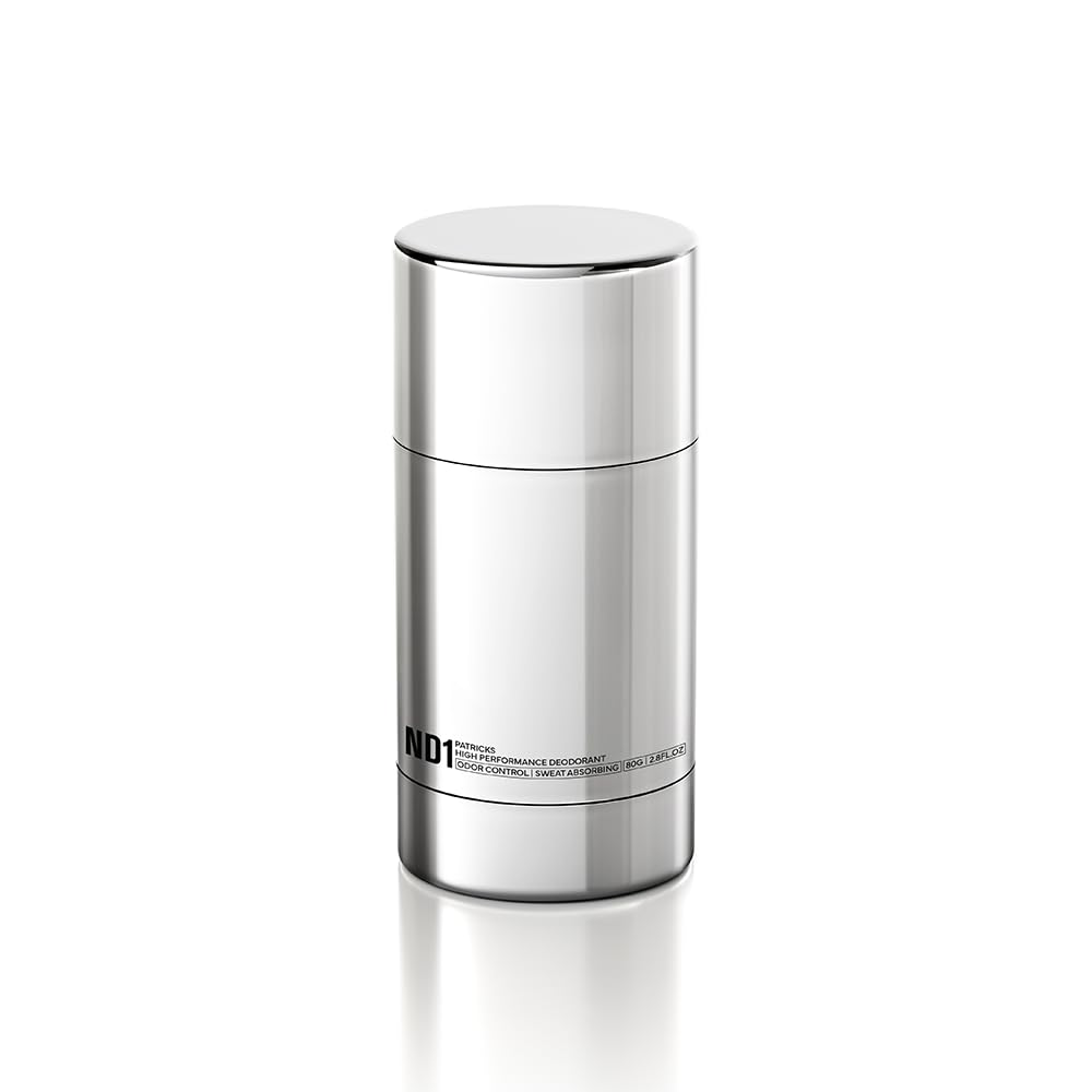 PATRICKS ND1 deodorant stick package showing aluminum-free formula for daily freshness.