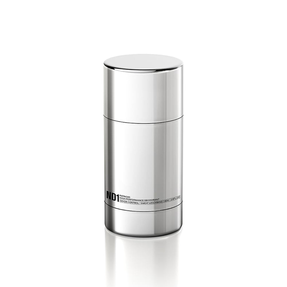 PATRICKS ND1 deodorant stick package showing aluminum-free formula for daily freshness.