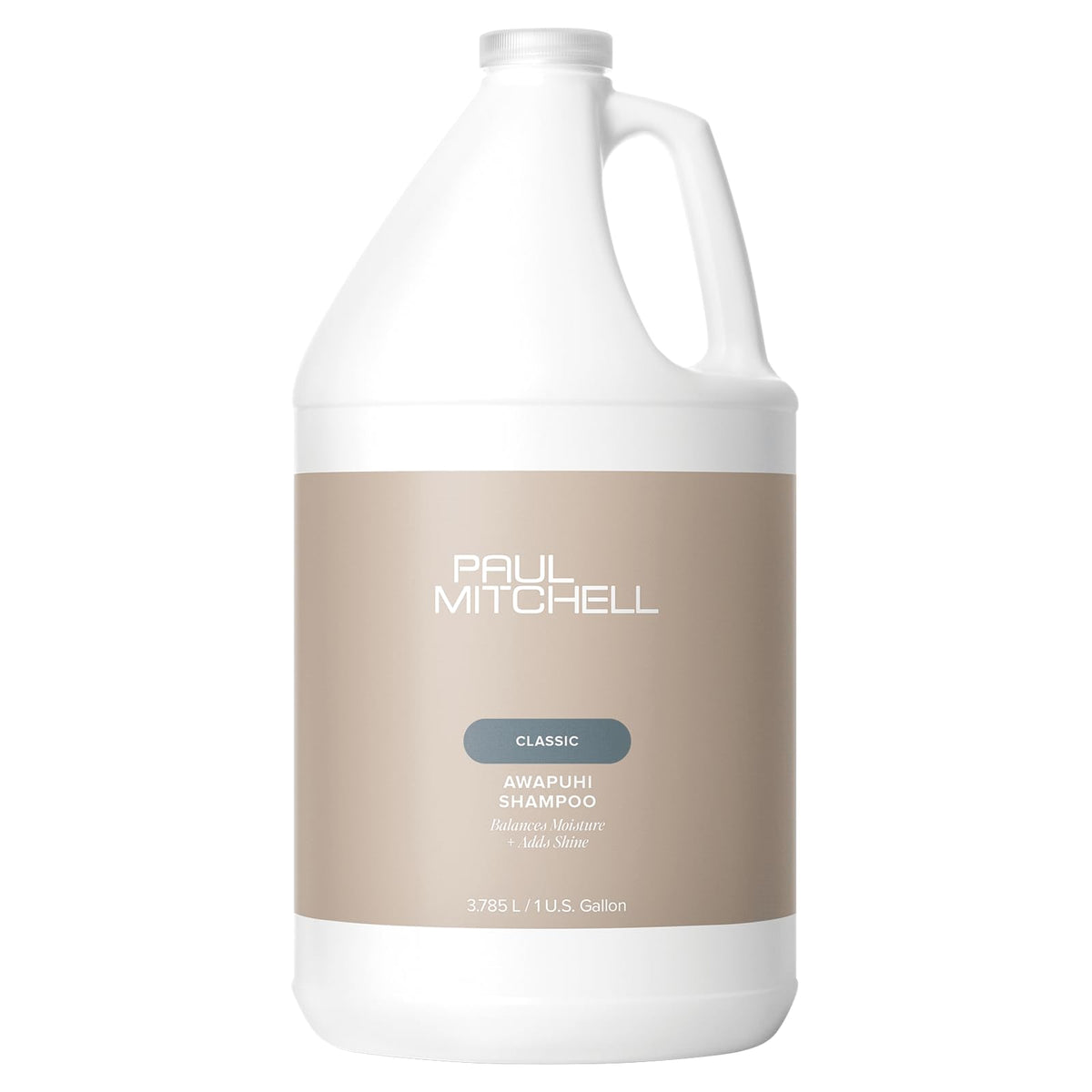 Paul Mitchell Awapuhi Shampoo gallon bottle pour showing easy dispensing for balanced cleansing.