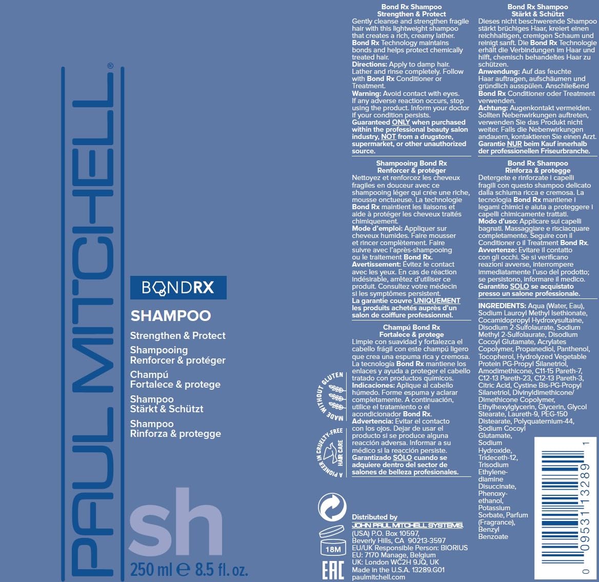Product shot showing Bond Rx Shampoo for chemically treated hair
