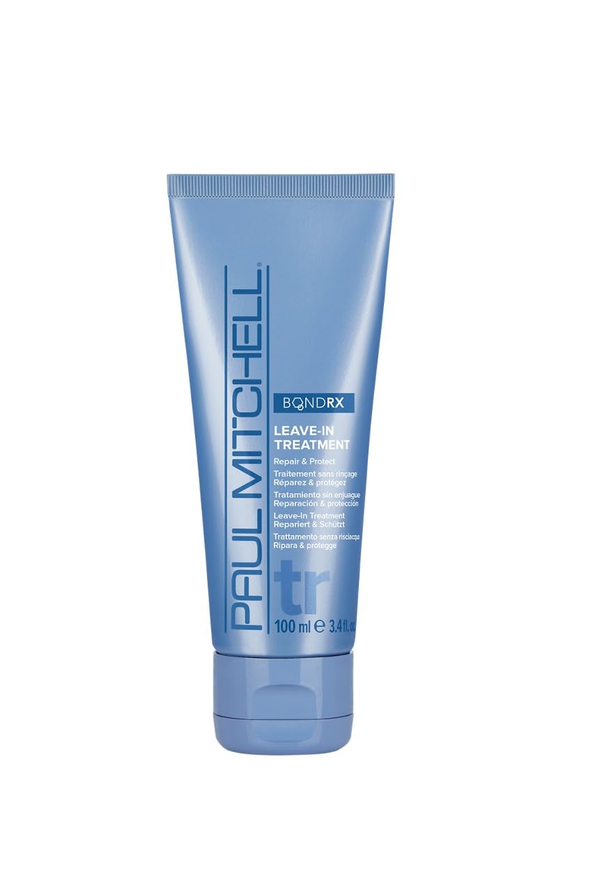 Paul Mitchell Bond Rx Leave-In bottle front view highlighting repair and heat protection benefits.