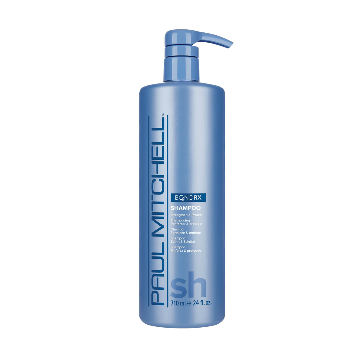 Paul Mitchell Bond RX Shampoo bottle front showing protection for chemically treated hair.