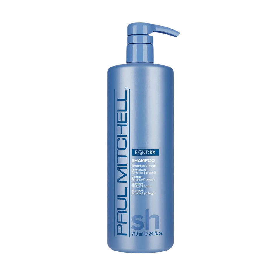 Paul Mitchell Bond RX Shampoo bottle front showing protection for chemically treated hair.