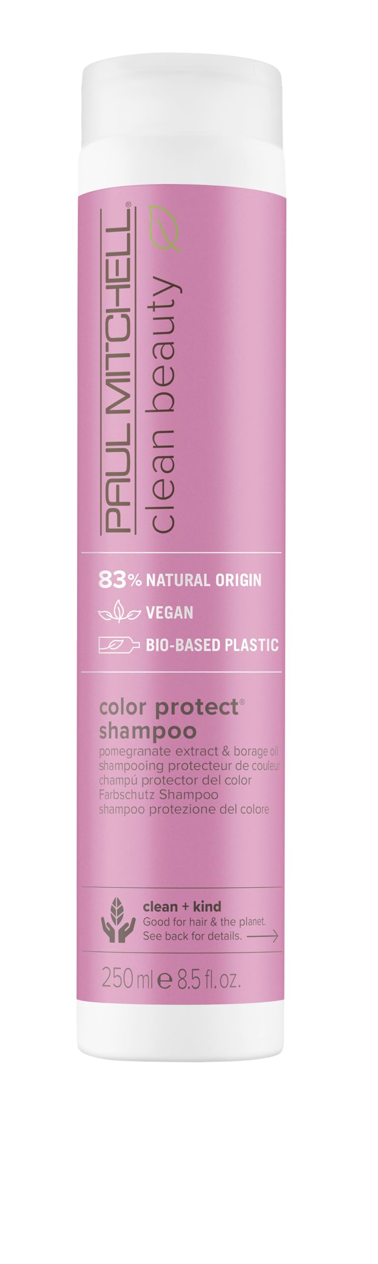 Paul Mitchell Clean Beauty Color Protect Shampoo bottle shows color-safe cleansing.