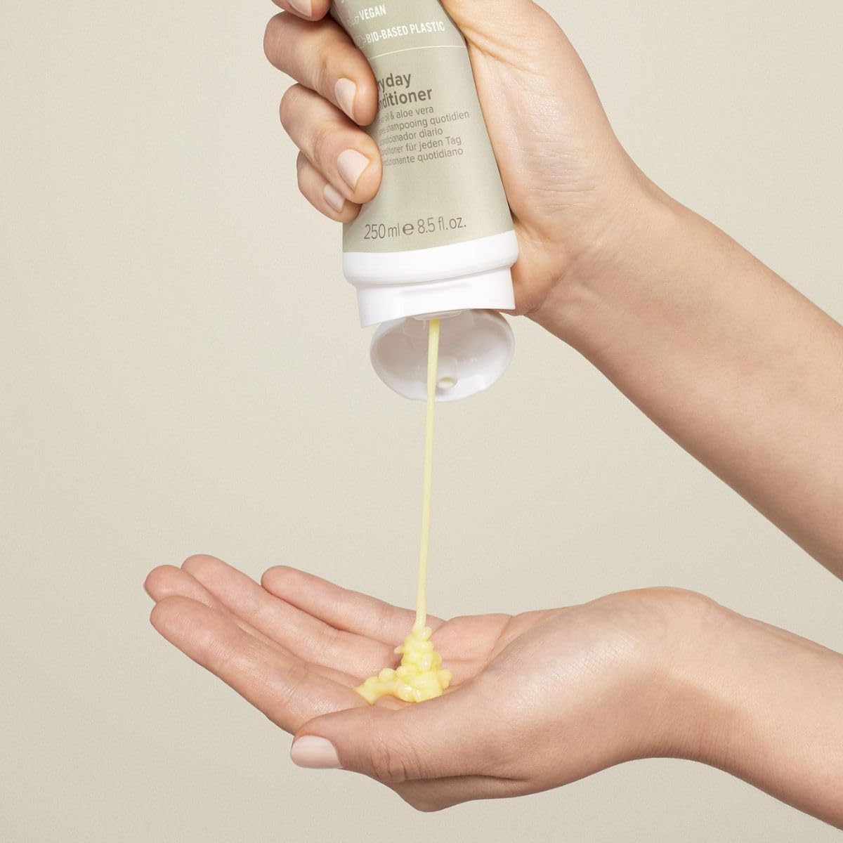Paul Mitchell Clean Beauty Everyday Conditioner label closeup shows name and eco packaging