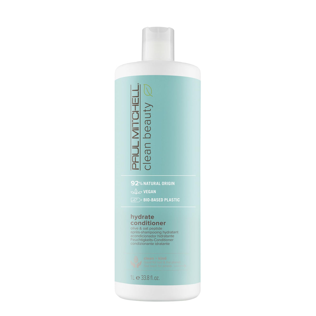 Paul Mitchell Clean Beauty Hydrate Conditioner bottle showcases nourishing formula for parched hair.