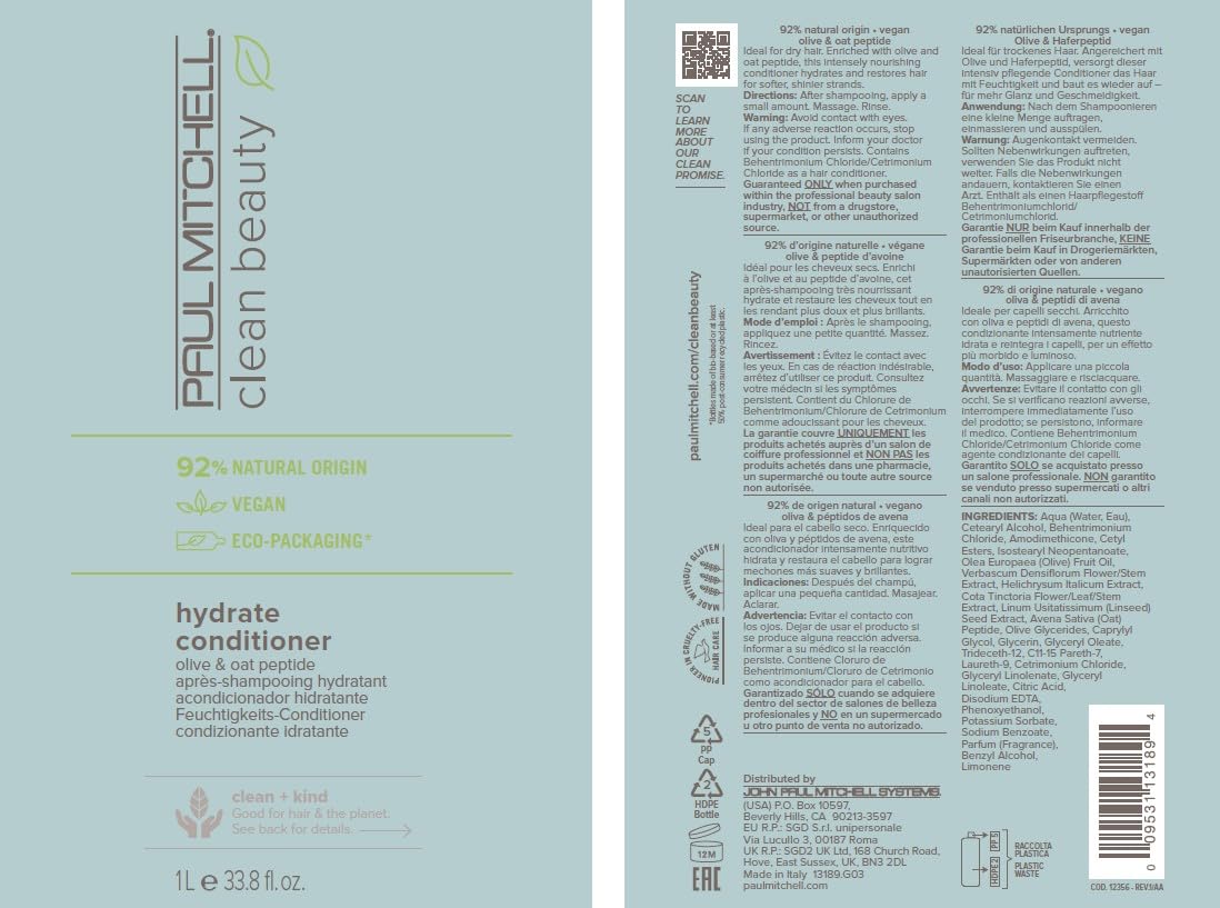 Fragrance of Paul Mitchell Clean Beauty Hydrate Conditioner evokes floral-earth notes.