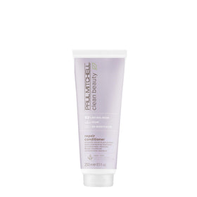 Paul Mitchell Clean Beauty Repair Conditioner bottle closeup for damaged hair.