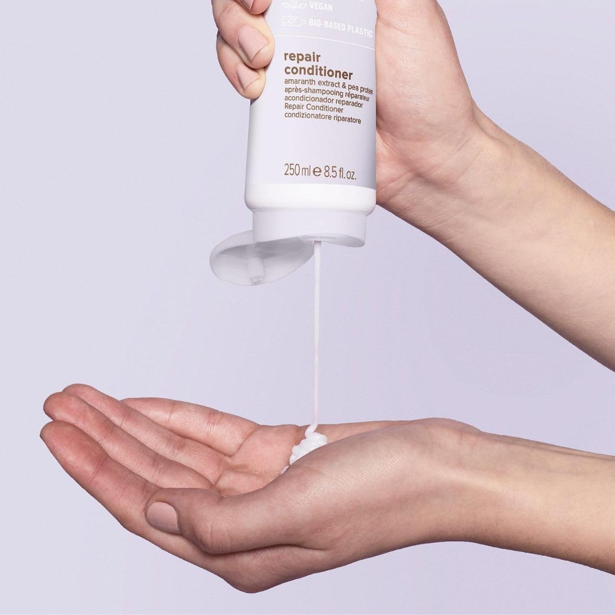 Paul Mitchell Repair Conditioner label closeup highlighting clean beauty ingredients.