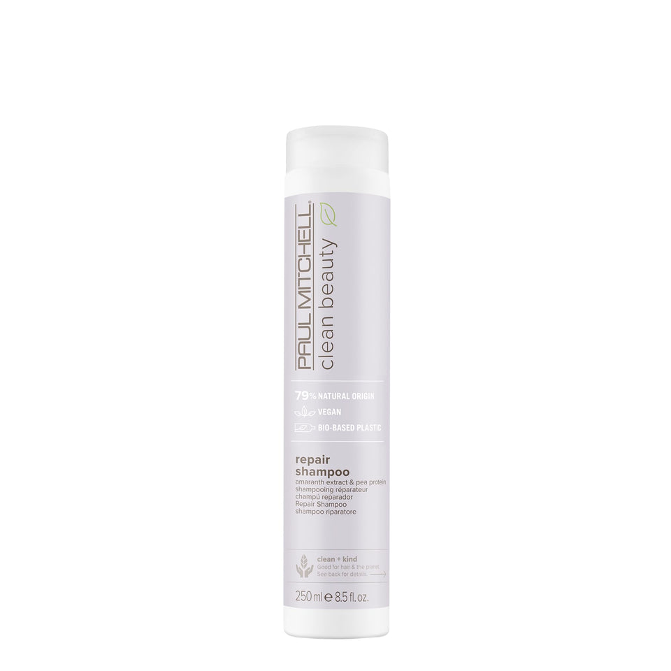 Paul Mitchell Repair Shampoo bottle with plant-powered strengthening for damaged hair